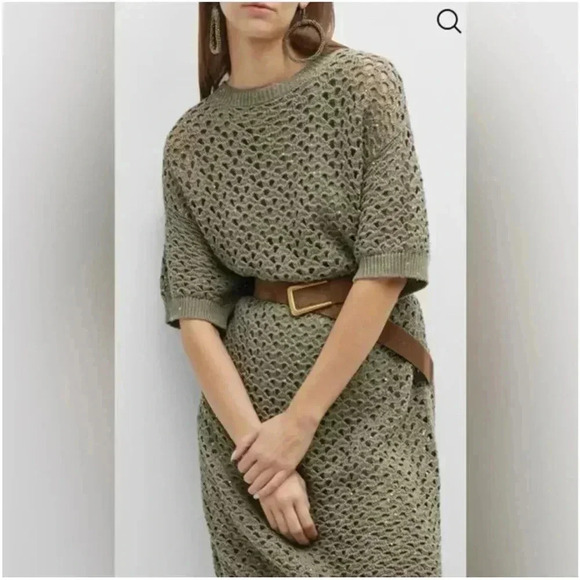 Brunello Cucinelli Dresses & Skirts - NWOT Brunello Cucinelli Paillette Crochet Knit Linen-Silk Dress